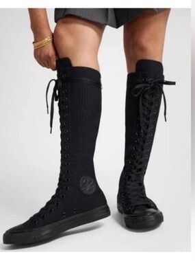 Converse Chuck Taylor All Star XXHi "Triple Black" knee-high sneakers size 5.5.